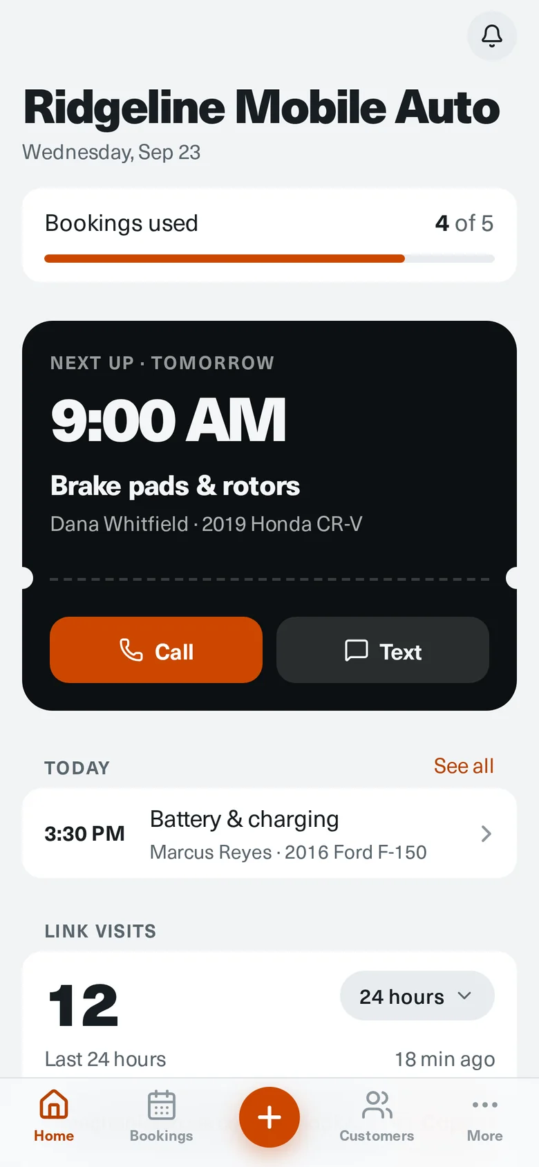 Home screen in light mode